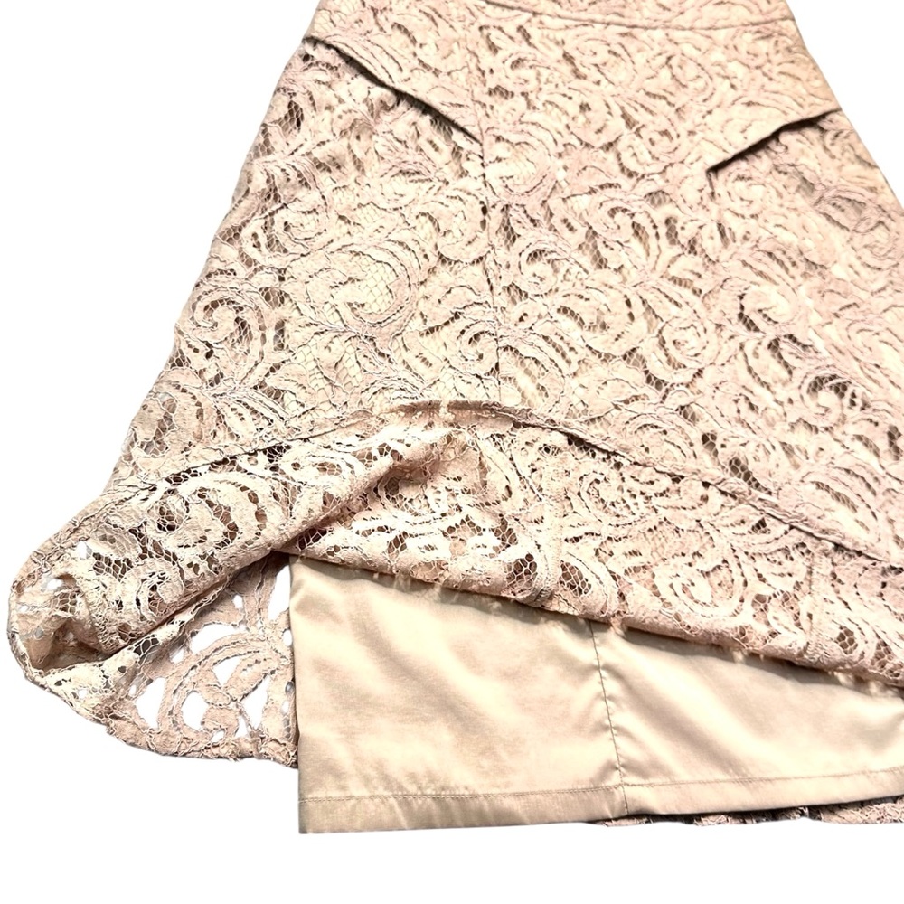 Adrianna Papell Lace Cocktail Dress Blush Beige Romantic Coquette Sleeveless 6 - Picture 8 of 16